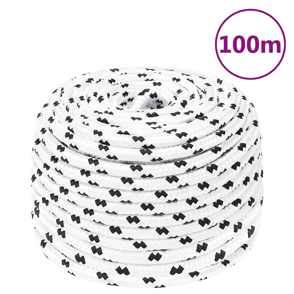 Braided Marine Rope Polyester 6mm x 100m White
