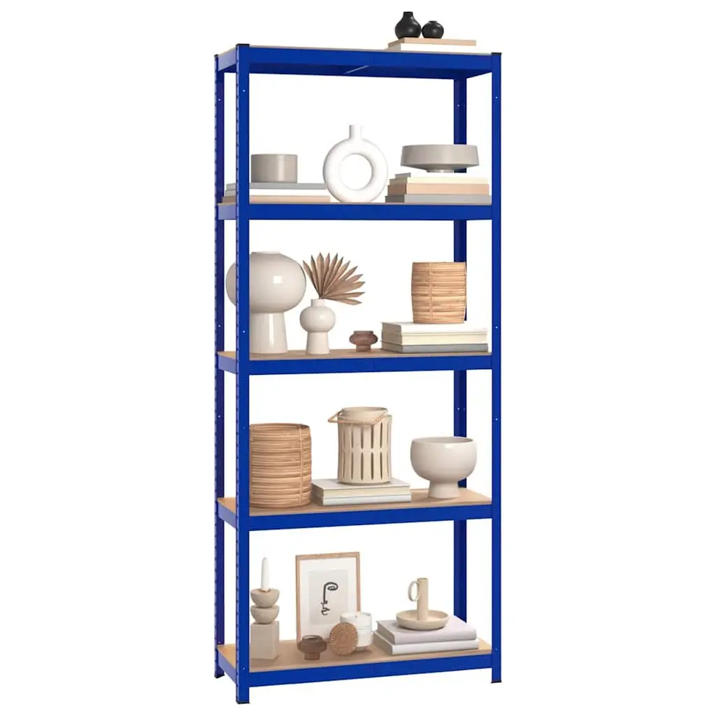 Industrial Storage Shelves Steel Engineered Wood 5-Layer Blue 3 Piece