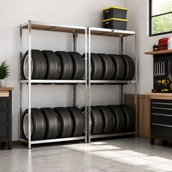 2-Piece Tire Storage Racks for Garage and Warehouse