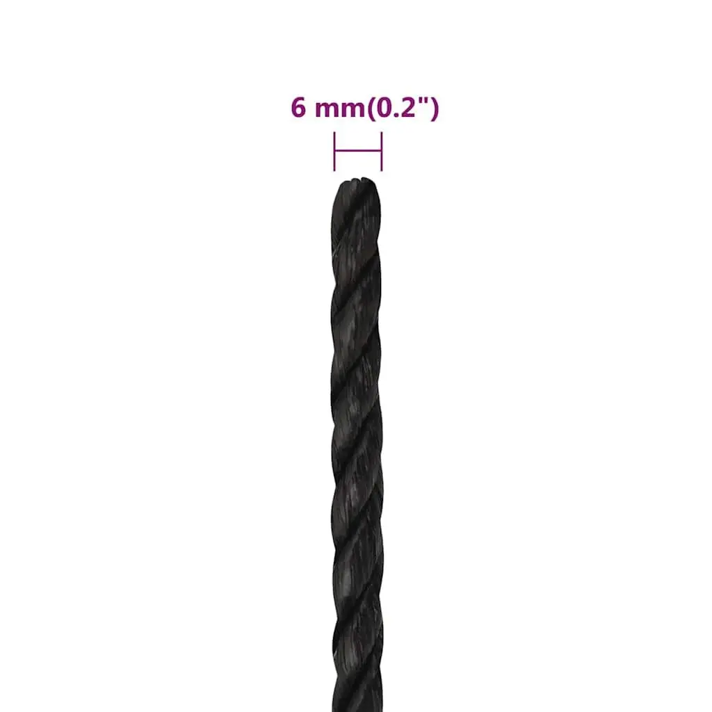Work Rope Twisted Polypropylene 6mm 50m Black