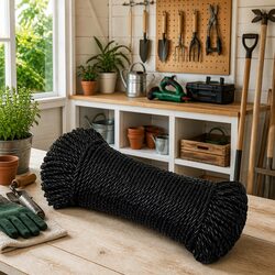 Work Rope Black 8mm 25m Twisted Polypropylene General Purpose Cord Garden