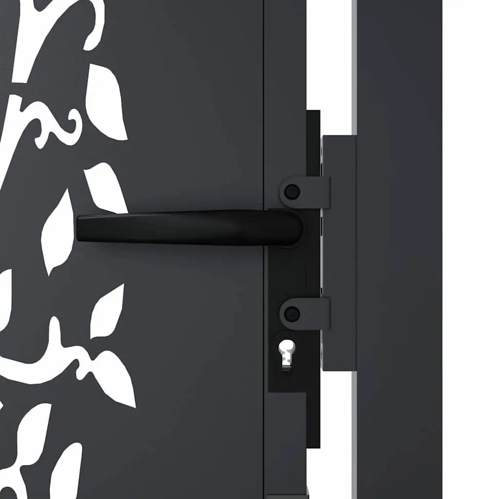 Garden Gate Anthracite 100x100 cm Steel Laser-Cut Design Outdoor Fencing Entry