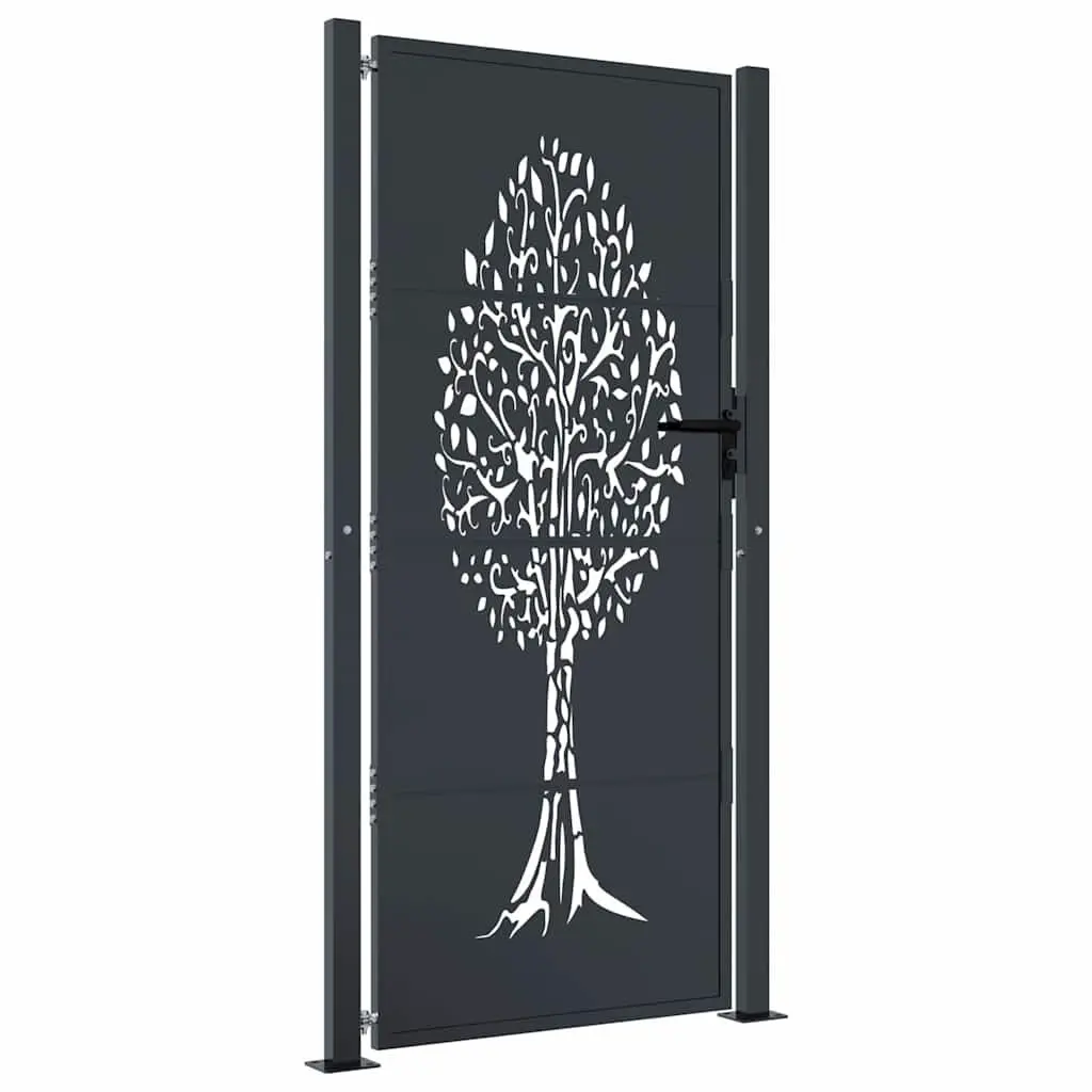 Garden Gate Anthracite 100x175 cm Steel Laser-Cut Design Outdoor Fence Entry