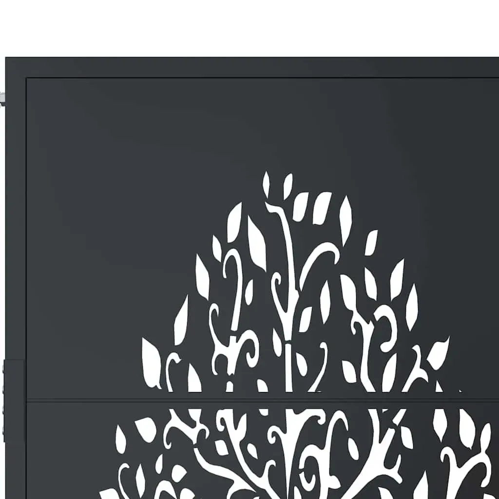 Garden Gate Anthracite 100x200 cm Steel Frame Laser-Cut Design Outdoor Fence