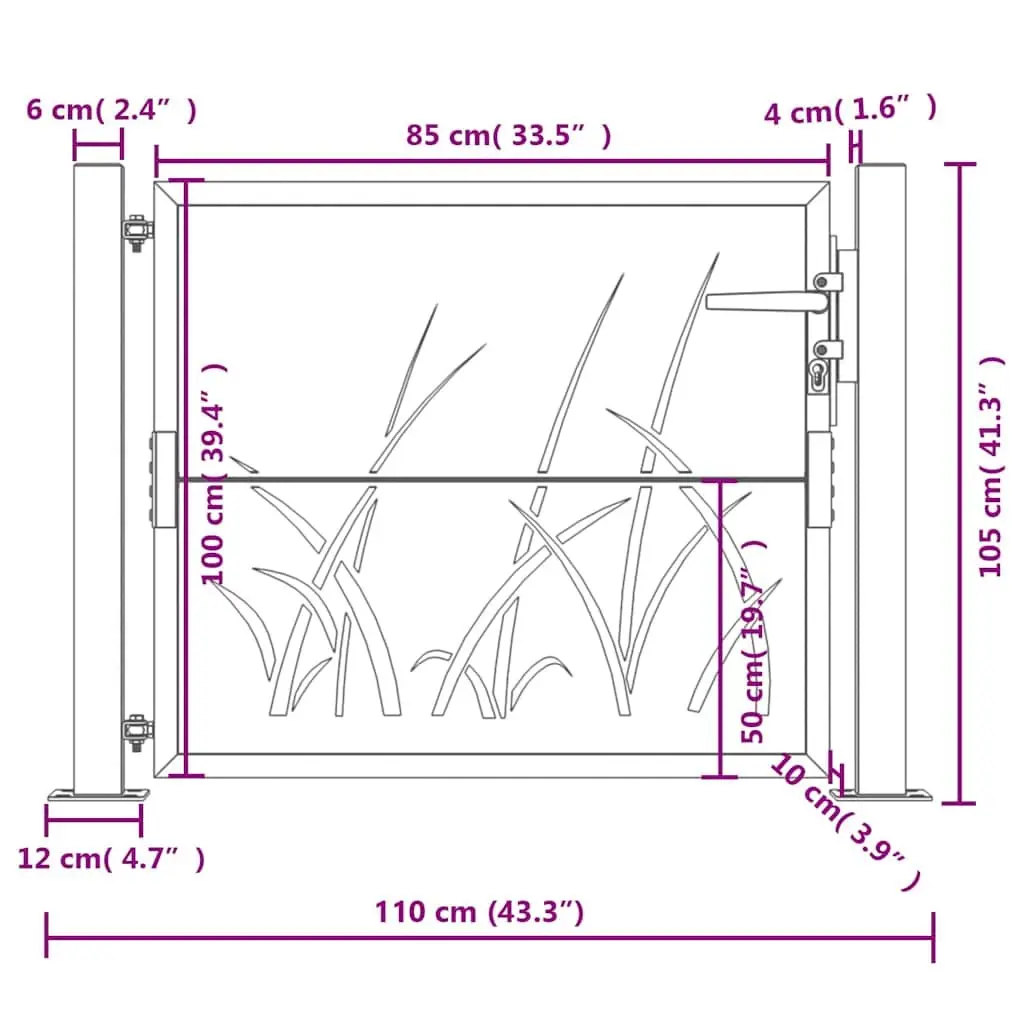 Garden Gate Anthracite Steel 100x100 cm Laser-Cut Design Outdoor Fencing Entry