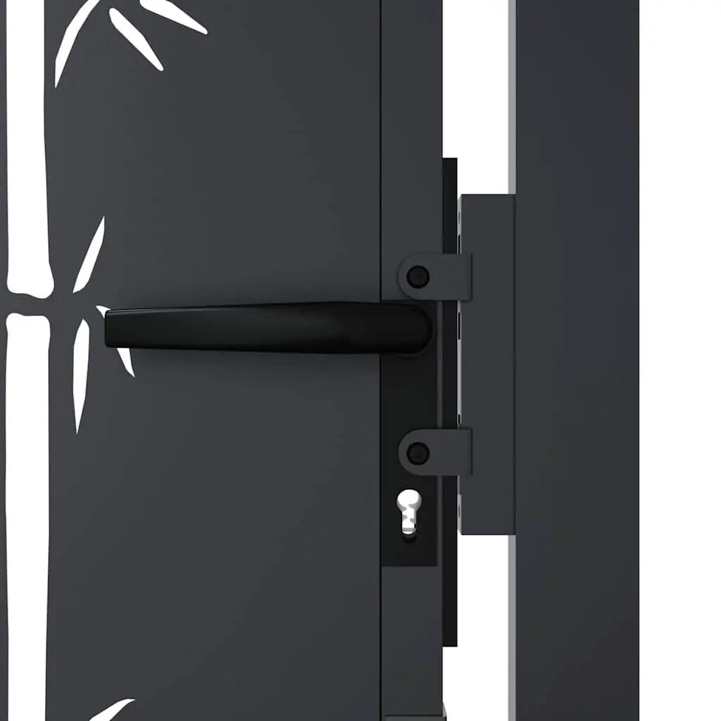 Garden Gate Anthracite 100x75cm Steel Bamboo Design Laser-cut Lockable Outdoor