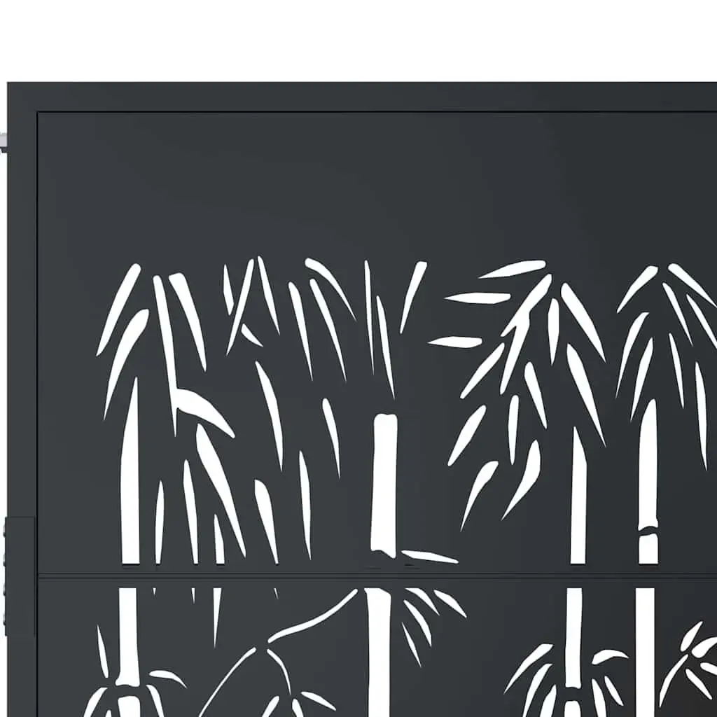 Garden Gate Anthracite 100x175cm Steel Bamboo Design Outdoor Fencing Entry