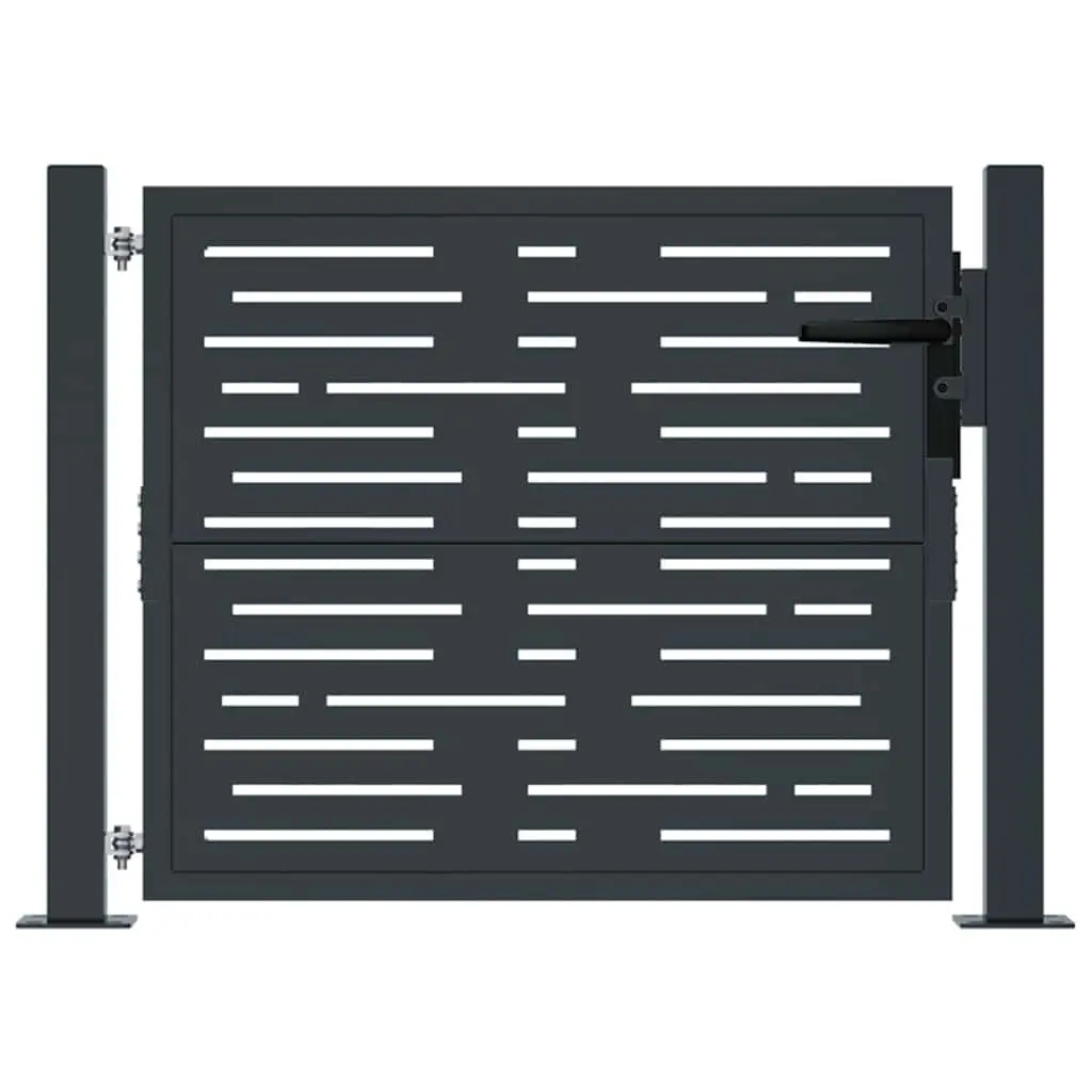 Garden Gate 100x75 cm Anthracite Steel Square Laser-Cut Design Outdoor Patio