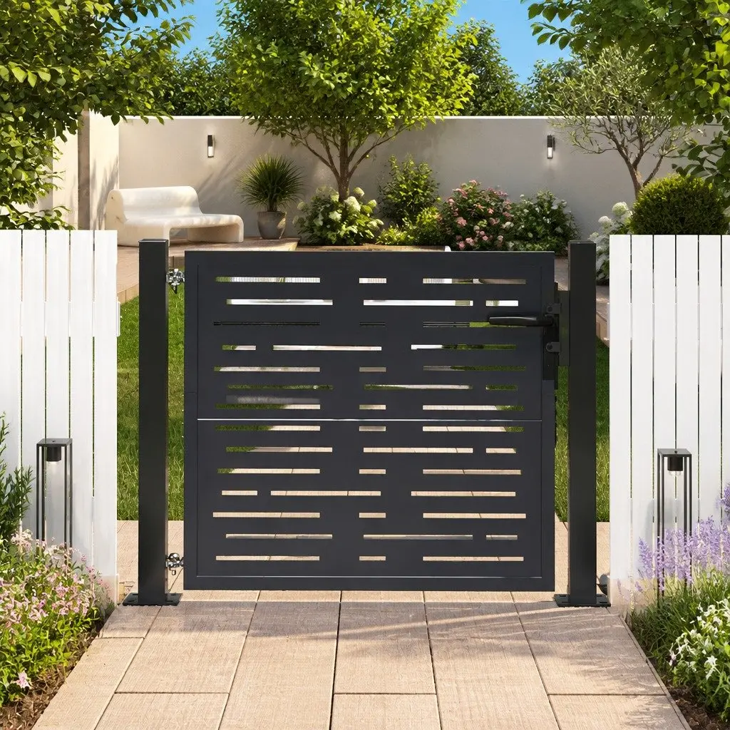 Garden Gate Anthracite 100x100 cm Steel Square Laser-Cut Design Lockable
