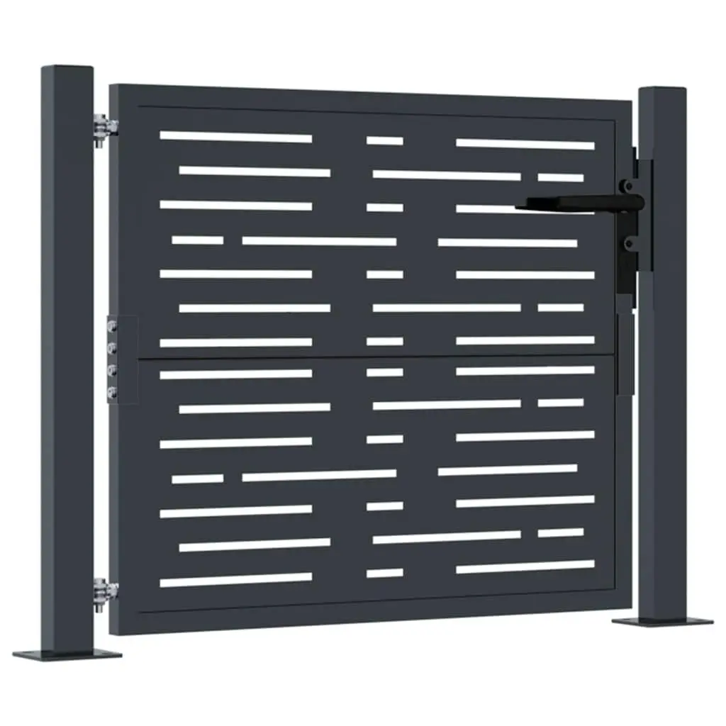 Garden Gate Anthracite 100x100 cm Steel Square Laser-Cut Design Lockable