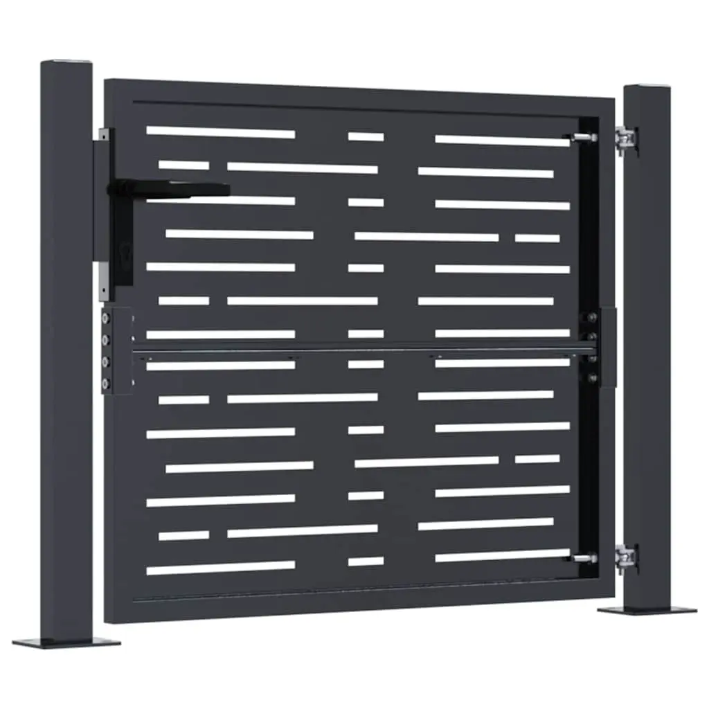 Garden Gate Anthracite 100x100 cm Steel Square Laser-Cut Design Lockable