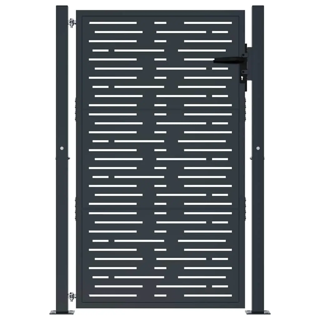 Garden Gate Anthracite 100x150 cm Steel Laser Cut Square Design Outdoor Fence