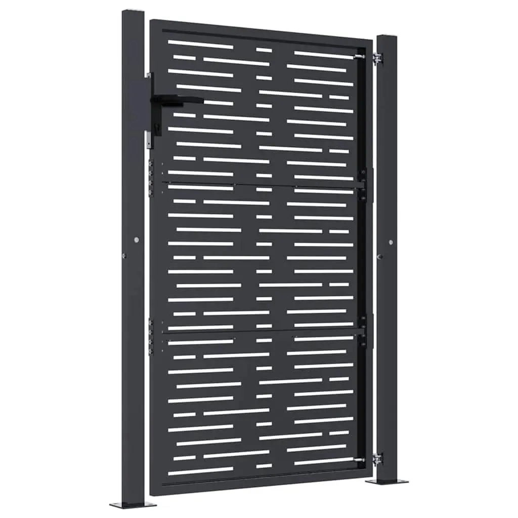 Garden Gate Anthracite 100x150 cm Steel Laser Cut Square Design Outdoor Fence