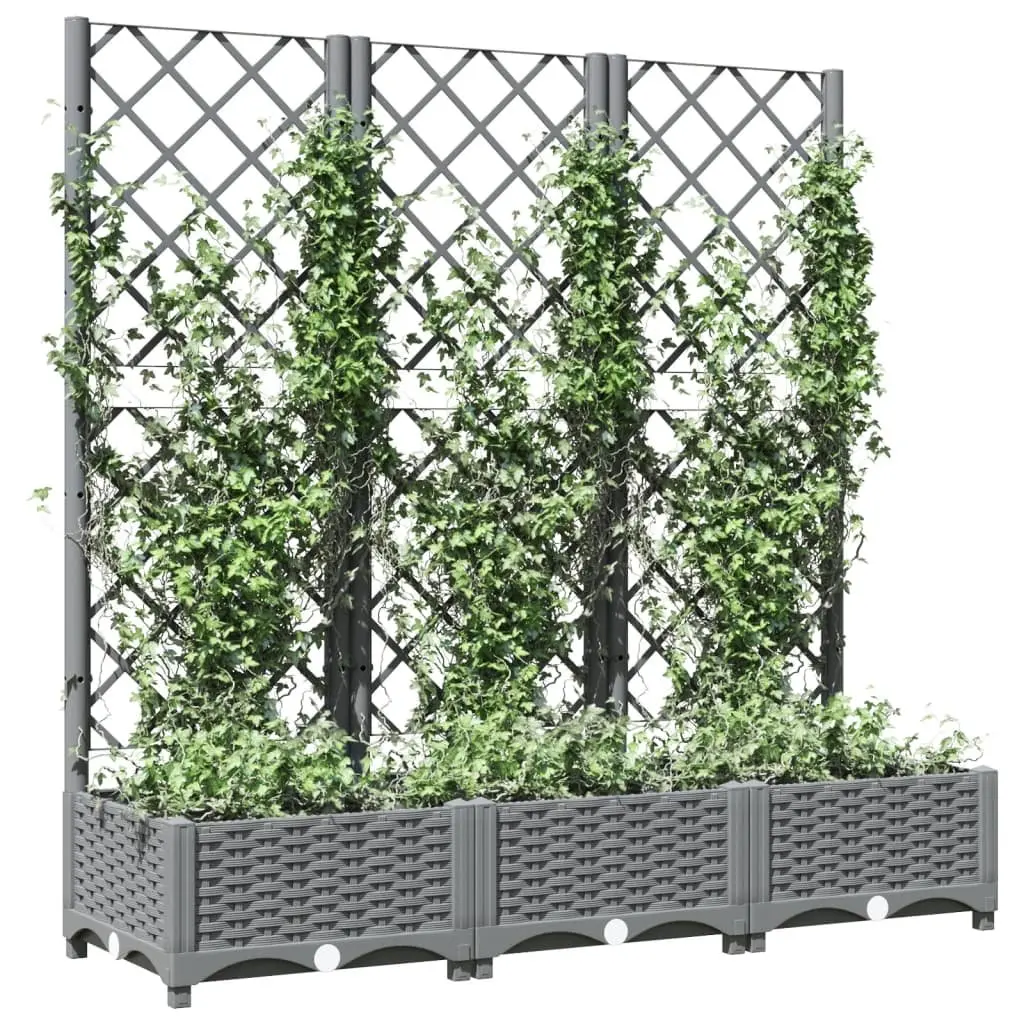 Garden Planter Grey Integrated Trellis Climbing Plant Support 120x40x121.5 cm