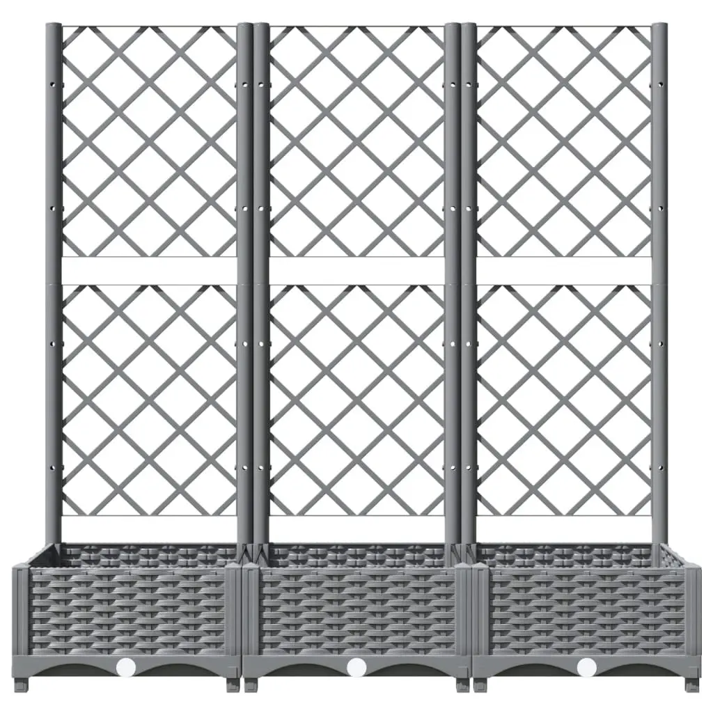 Garden Planter Grey Integrated Trellis Climbing Plant Support 120x40x121.5 cm