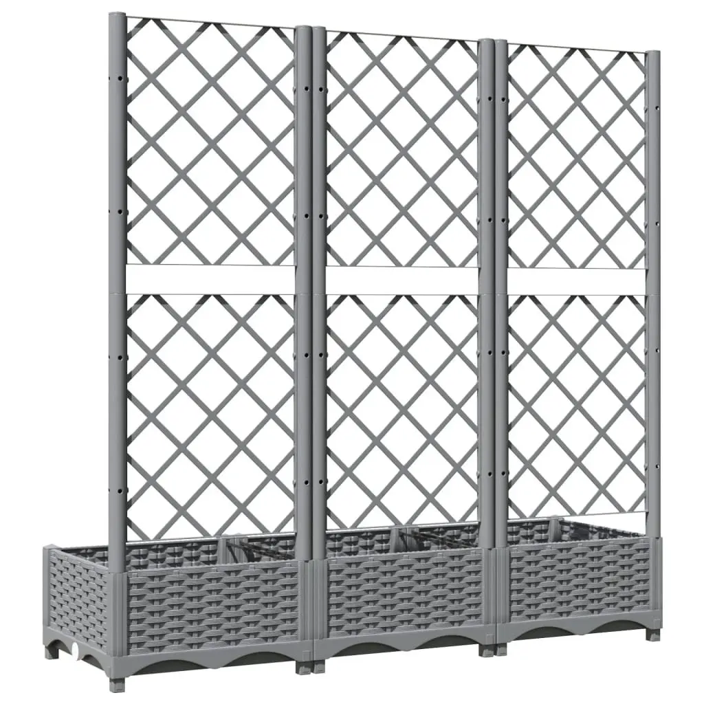 Garden Planter Grey Integrated Trellis Climbing Plant Support 120x40x121.5 cm