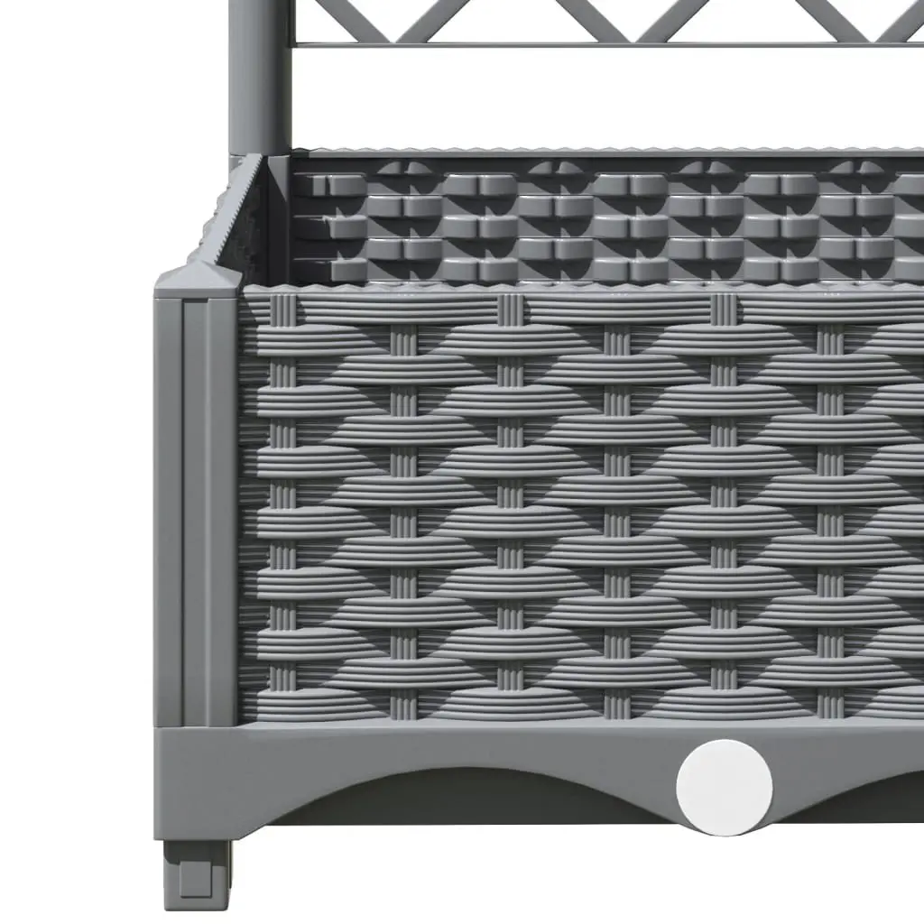 Garden Planter Grey Integrated Trellis Climbing Plant Support 120x40x121.5 cm