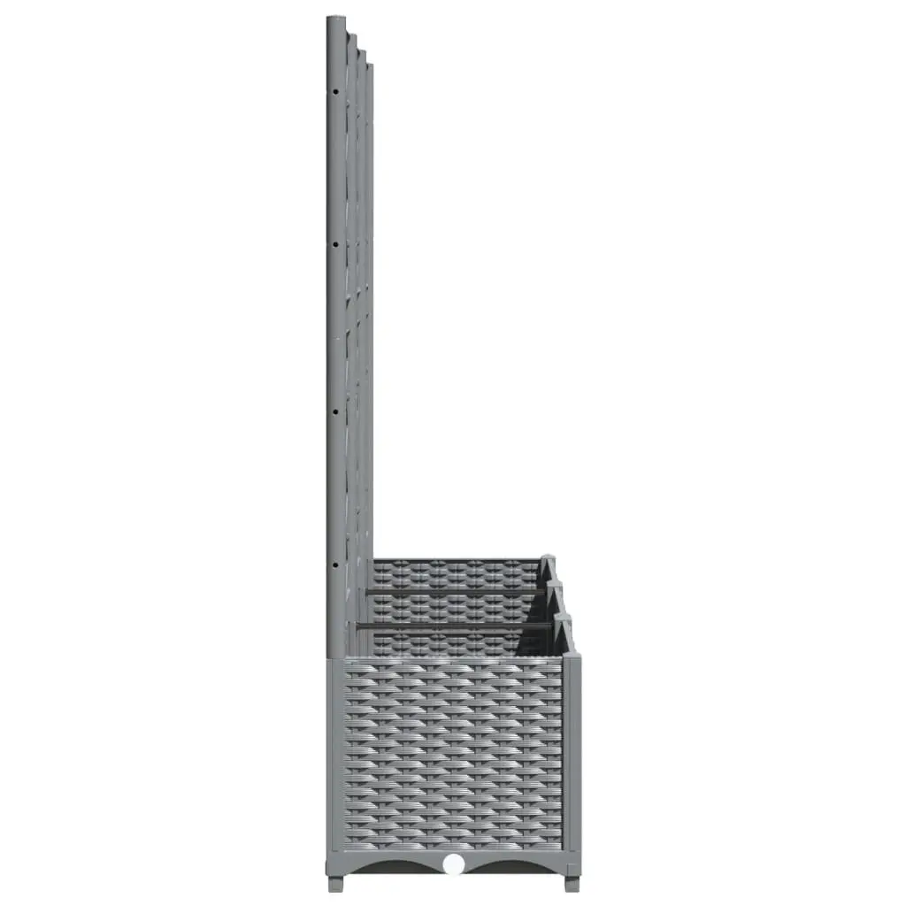 Garden Planter Polypropylene Grey 120x40x136cm with Integrated Trellis for Climbing Plants