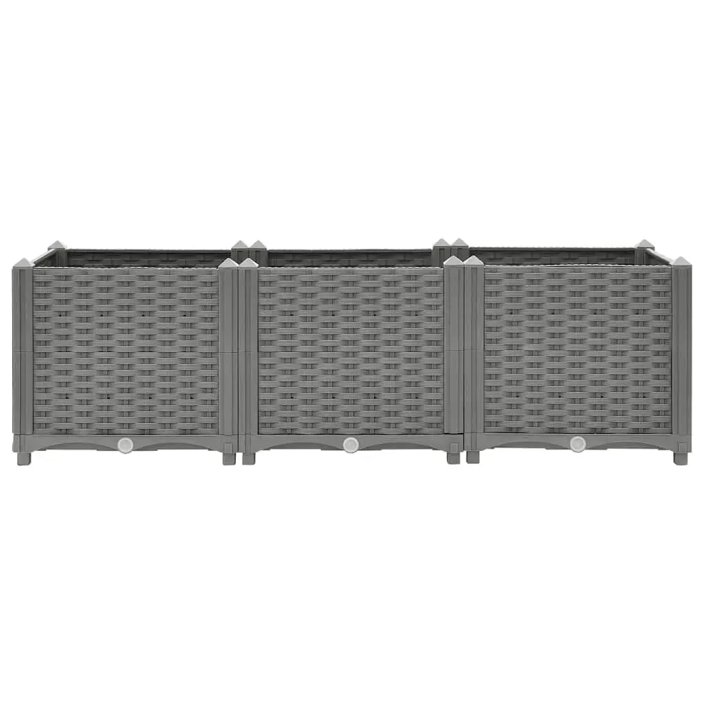 Garden Planter Box Polypropylene Rattan Pattern 120x40x38cm Grey Durable Outdoor Raised Bed
