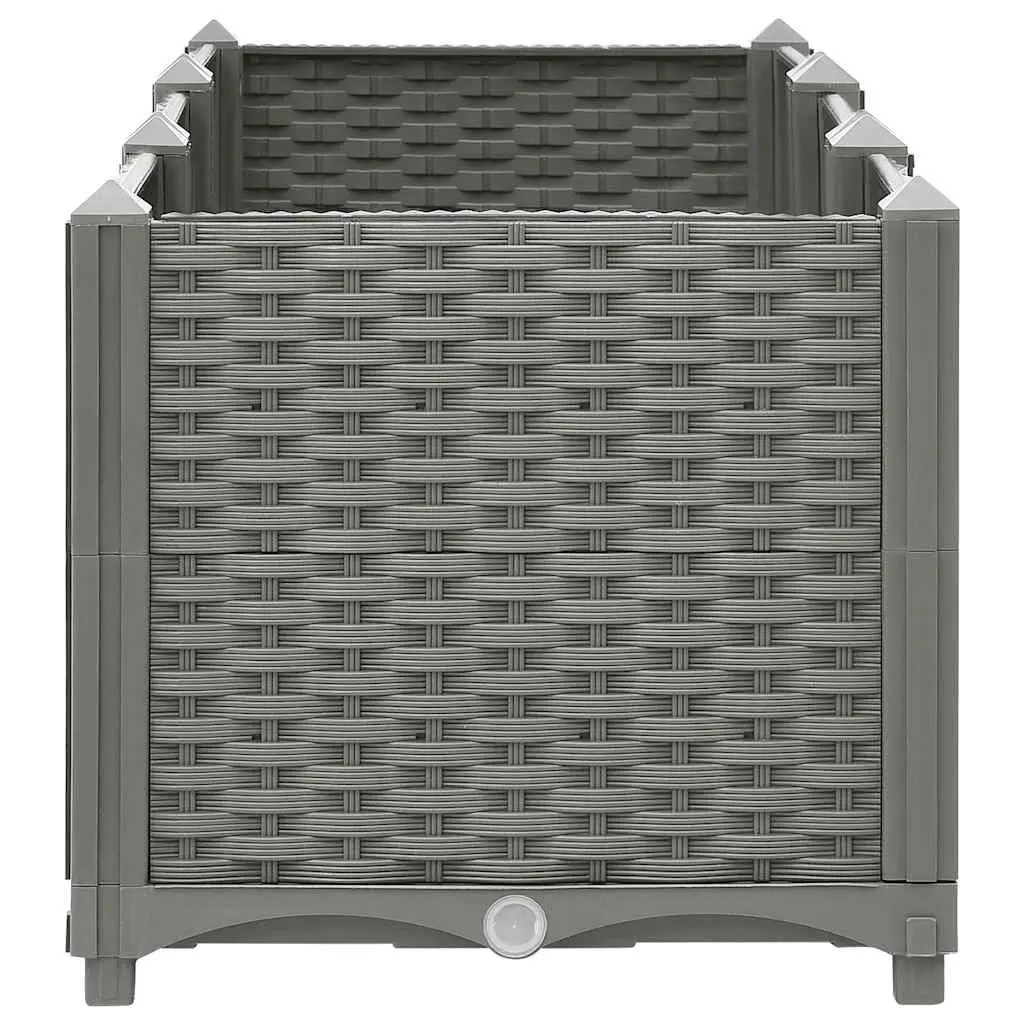 Garden Planter Box Polypropylene Rattan Pattern 120x40x38cm Grey Durable Outdoor Raised Bed
