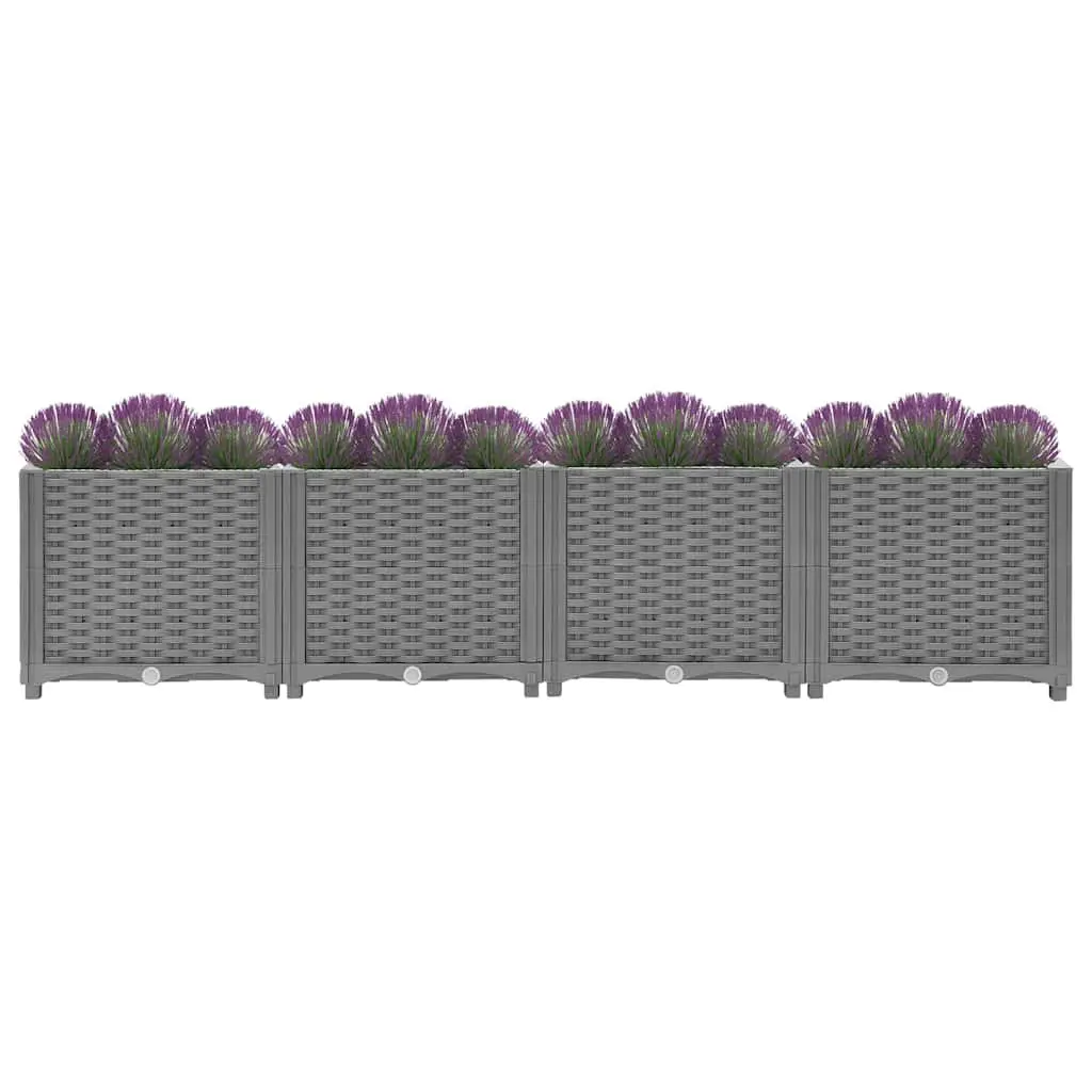 Raised Garden Bed Polypropylene 160x40x38cm Grey Planter Outdoor