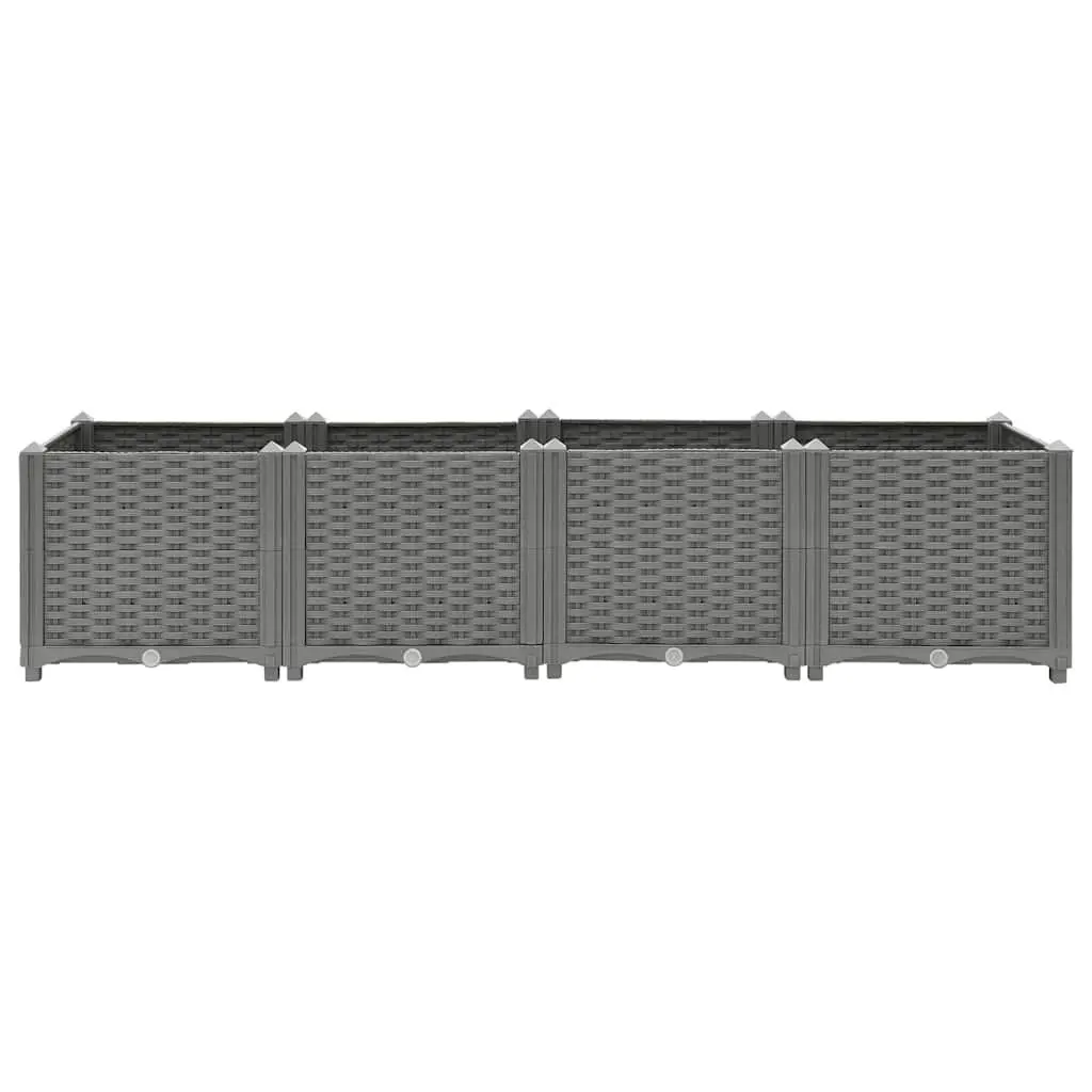 Raised Garden Bed Polypropylene 160x40x38cm Grey Planter Outdoor