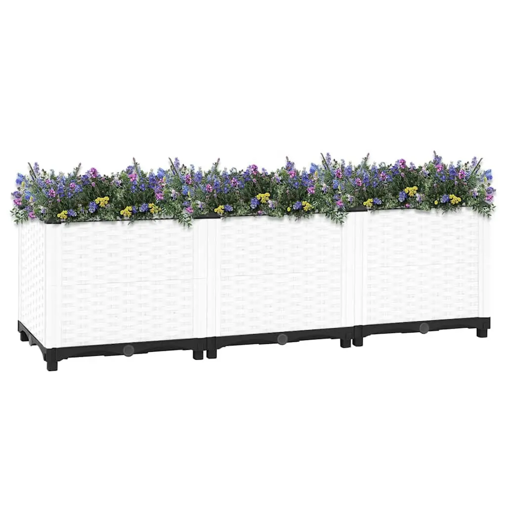 Garden Planter Box Polypropylene Grey 120x40x38cm Outdoor Raised Bed Rattan Pattern