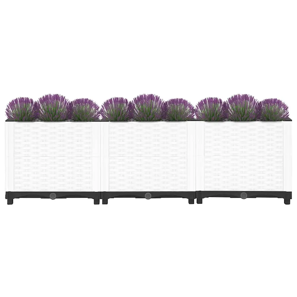 Garden Planter Box Polypropylene Grey 120x40x38cm Outdoor Raised Bed Rattan Pattern