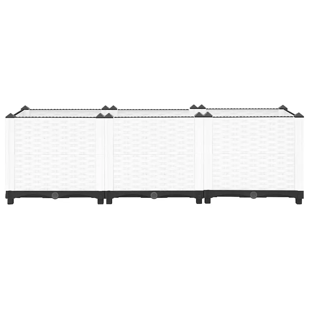 Garden Planter Box Polypropylene Grey 120x40x38cm Outdoor Raised Bed Rattan Pattern