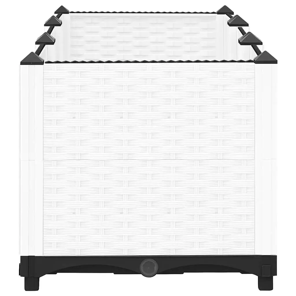 Garden Planter Box Polypropylene Grey 120x40x38cm Outdoor Raised Bed Rattan Pattern