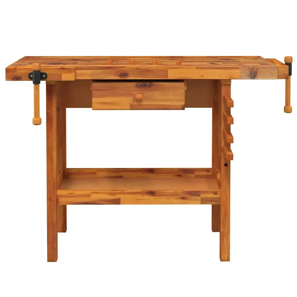 Workbench Solid Acacia Wood 124x52x83cm Brown Drawer Shelf Storage