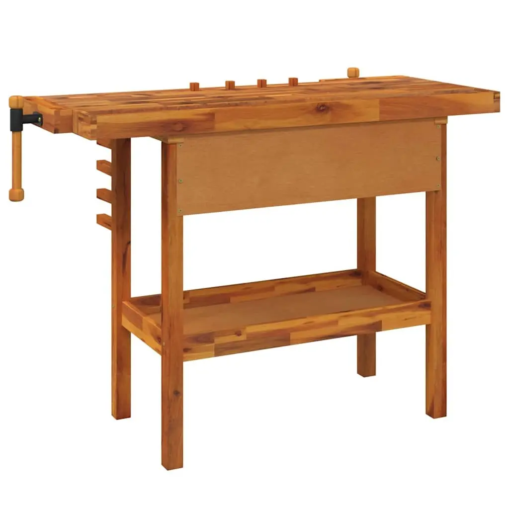 Workbench Solid Acacia Wood 124x52x83cm Brown Drawer Shelf Storage