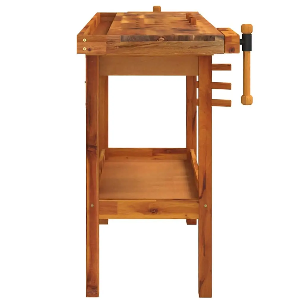 Workbench Solid Acacia Wood 124x52x83cm Brown Drawer Shelf Storage
