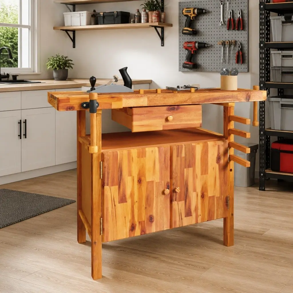 Wooden Workbench for Garage and Workshop