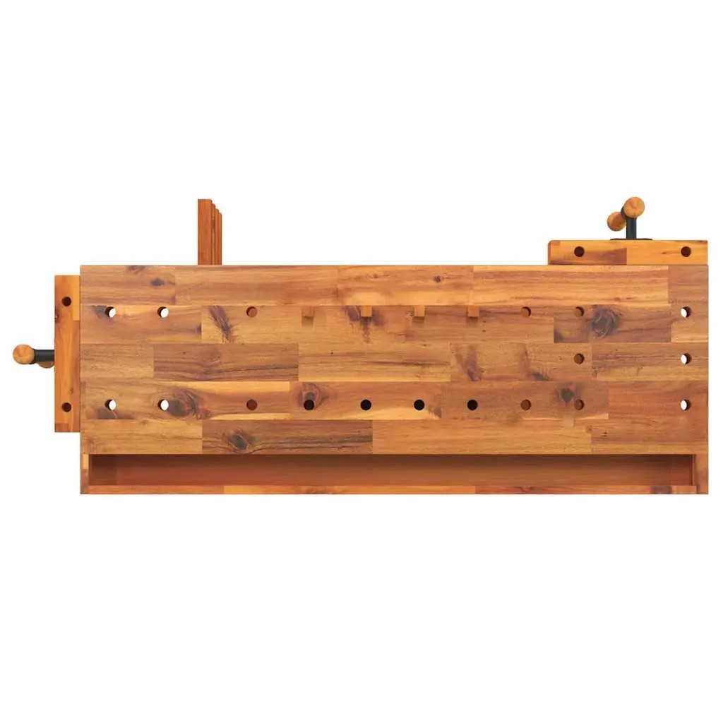 Wooden Workbench Solid Acacia Wood with Drawer and Storage Compartment 124x52x83cm Brown