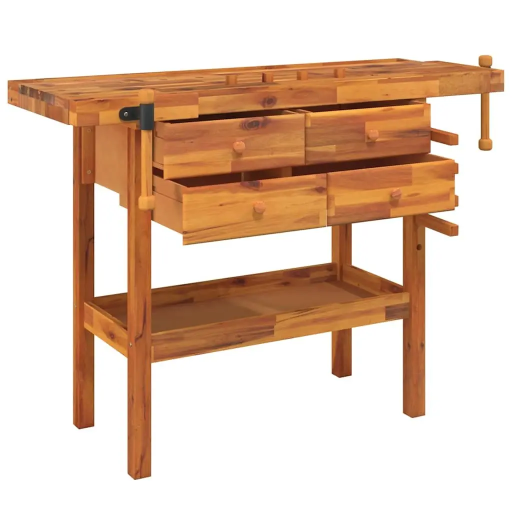 Solid Wood Workbench Acacia 124x52x83cm Brown