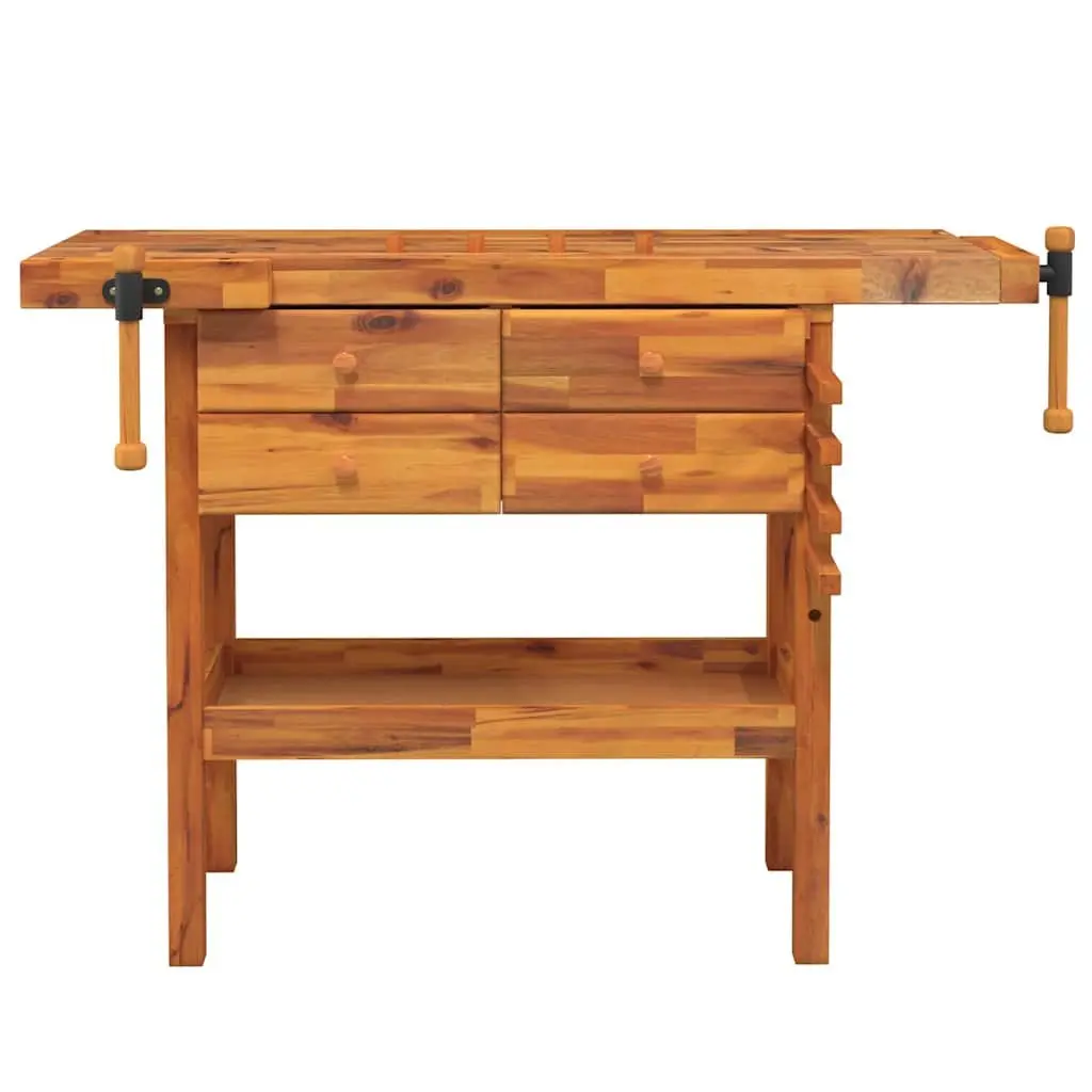 Solid Wood Workbench Acacia 124x52x83cm Brown