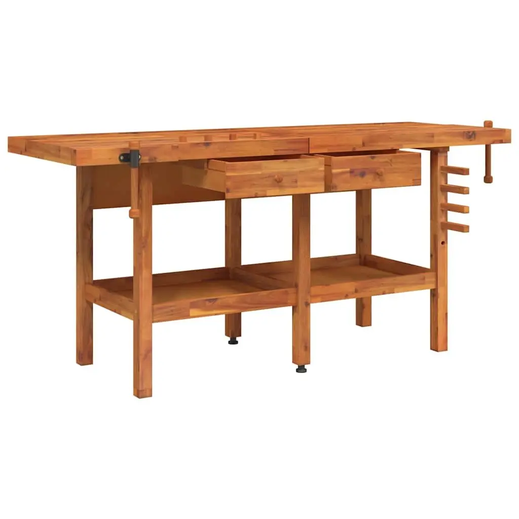 Solid Wood Workbench Acacia Wood 192x62x83cm Brown