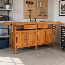 Workbench with Drawers and Vices 192x62x83 cm Solid Wood Acacia Brown