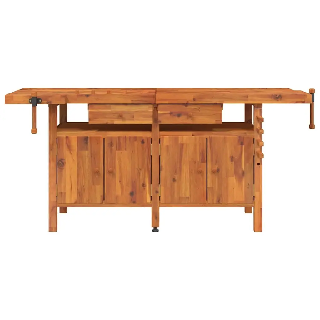 Workbench Solid Acacia Wood Brown 192x62x83 cm with Drawers and Vices
