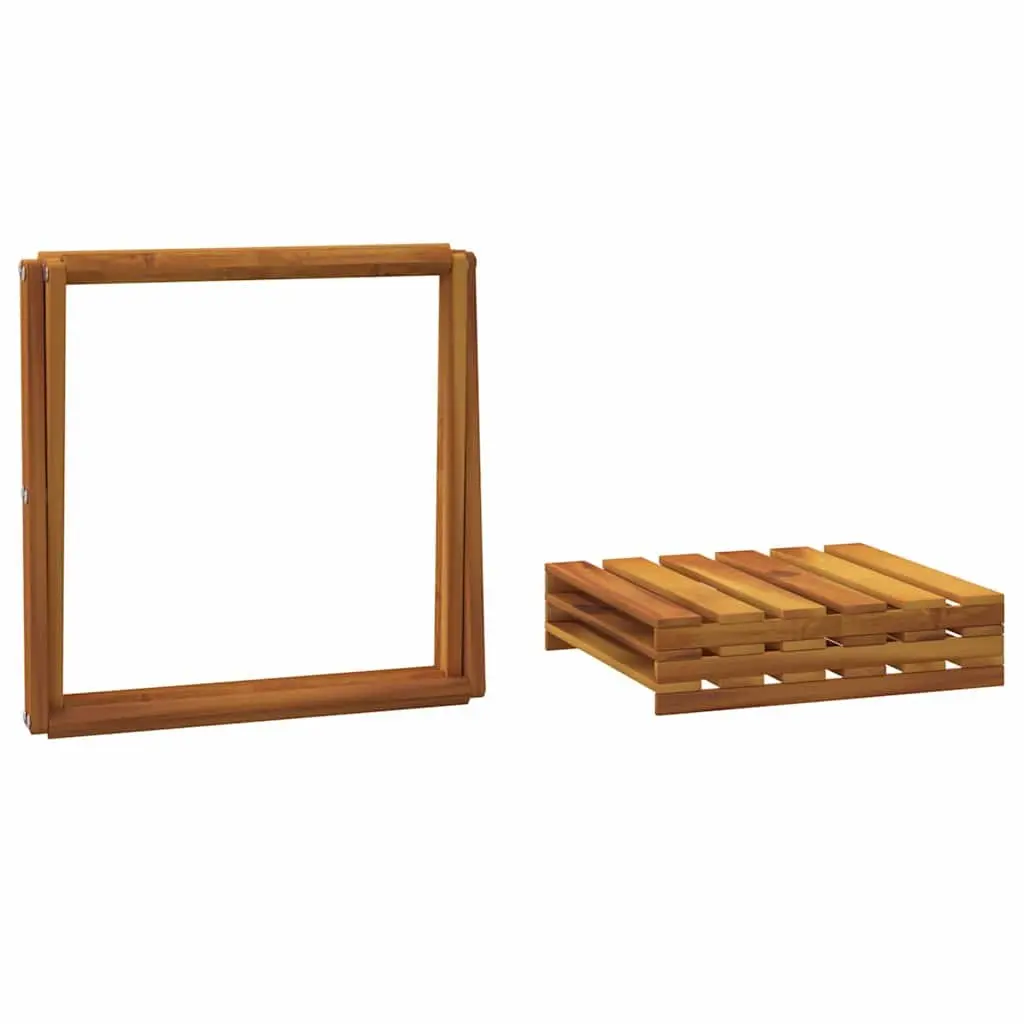 3 Tier Folding Shelf Solid Acacia Wood Brown Storage Unit Display Rack