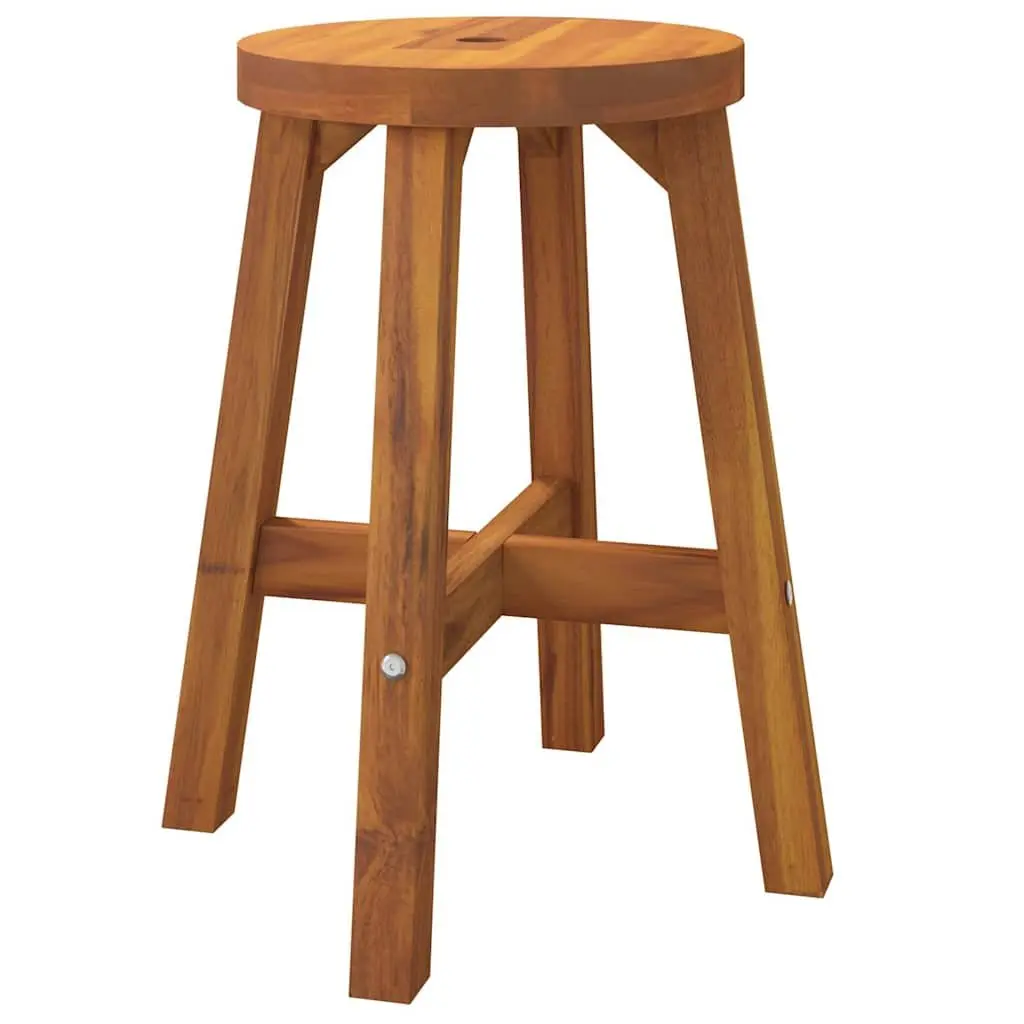Round Wooden Stool Solid Acacia Wood 38x38x45cm Brown