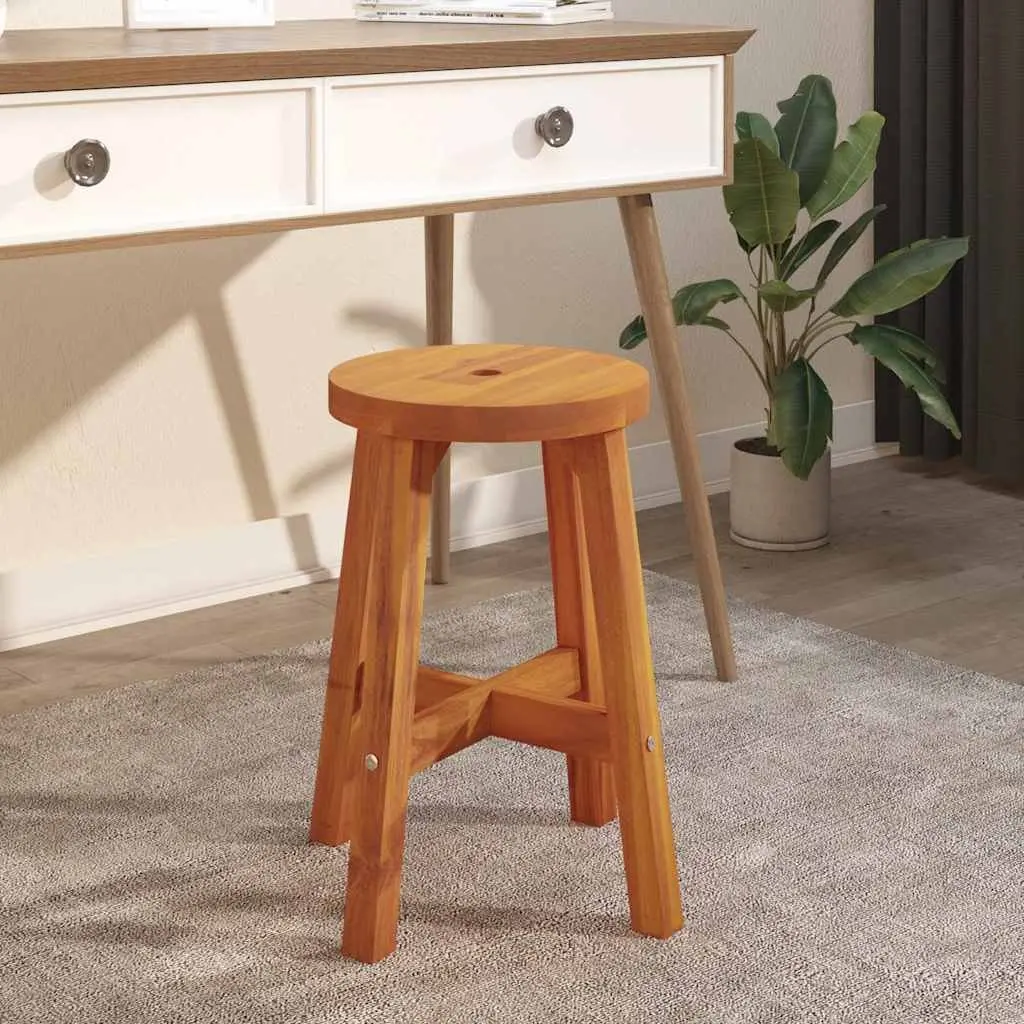 Round Wooden Stool Solid Acacia Wood 38x38x45cm Brown