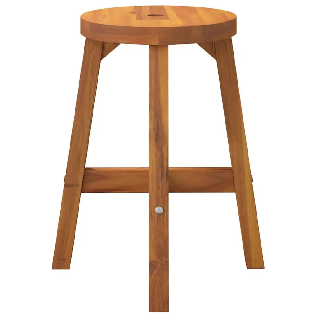 Round Wooden Stool Solid Acacia Wood 38x38x45cm Brown