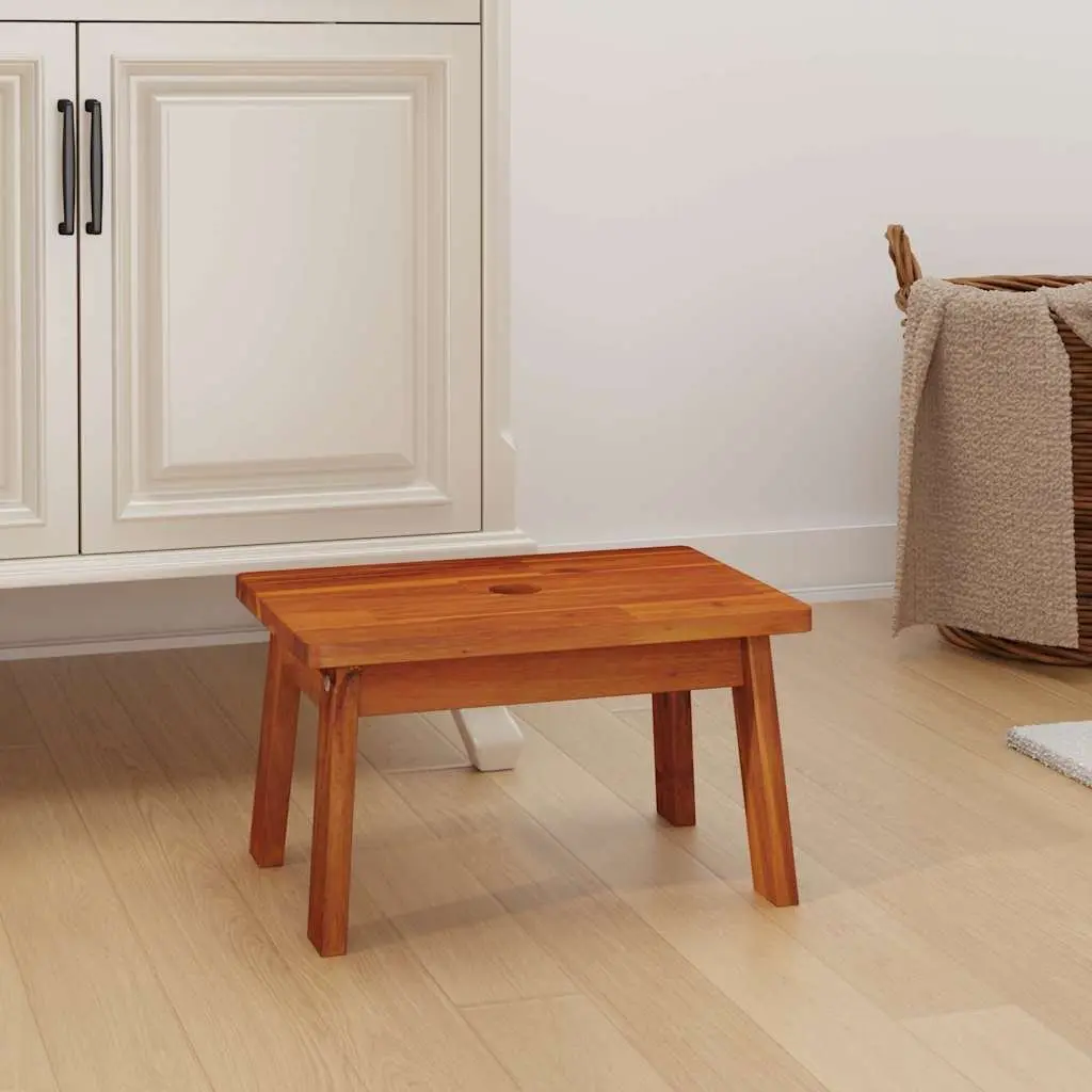 Step Stool Solid Acacia Wood 38x26x22cm Brown Portable Footrest Kitchen Bedroom