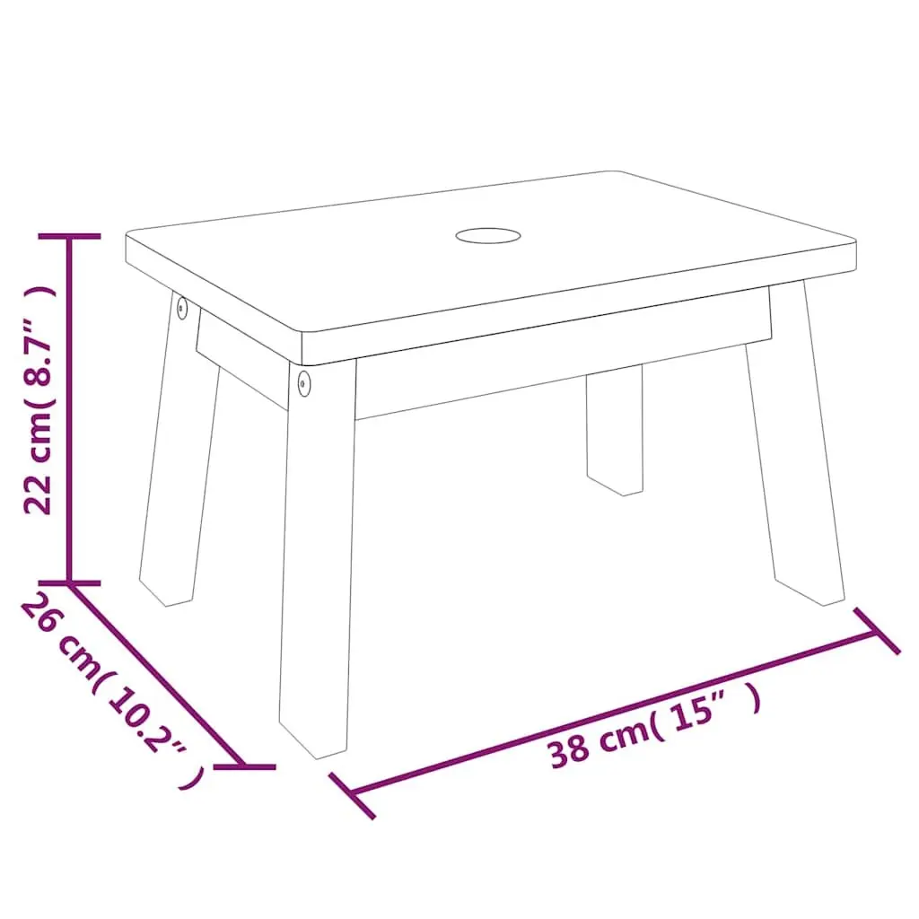 Step Stool Solid Acacia Wood 38x26x22cm Brown Portable Footrest Kitchen Bedroom
