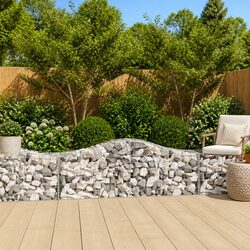 Arched Gabion Basket 200x50x60/80 cm Garden Barrier Retaining Wall Decorative