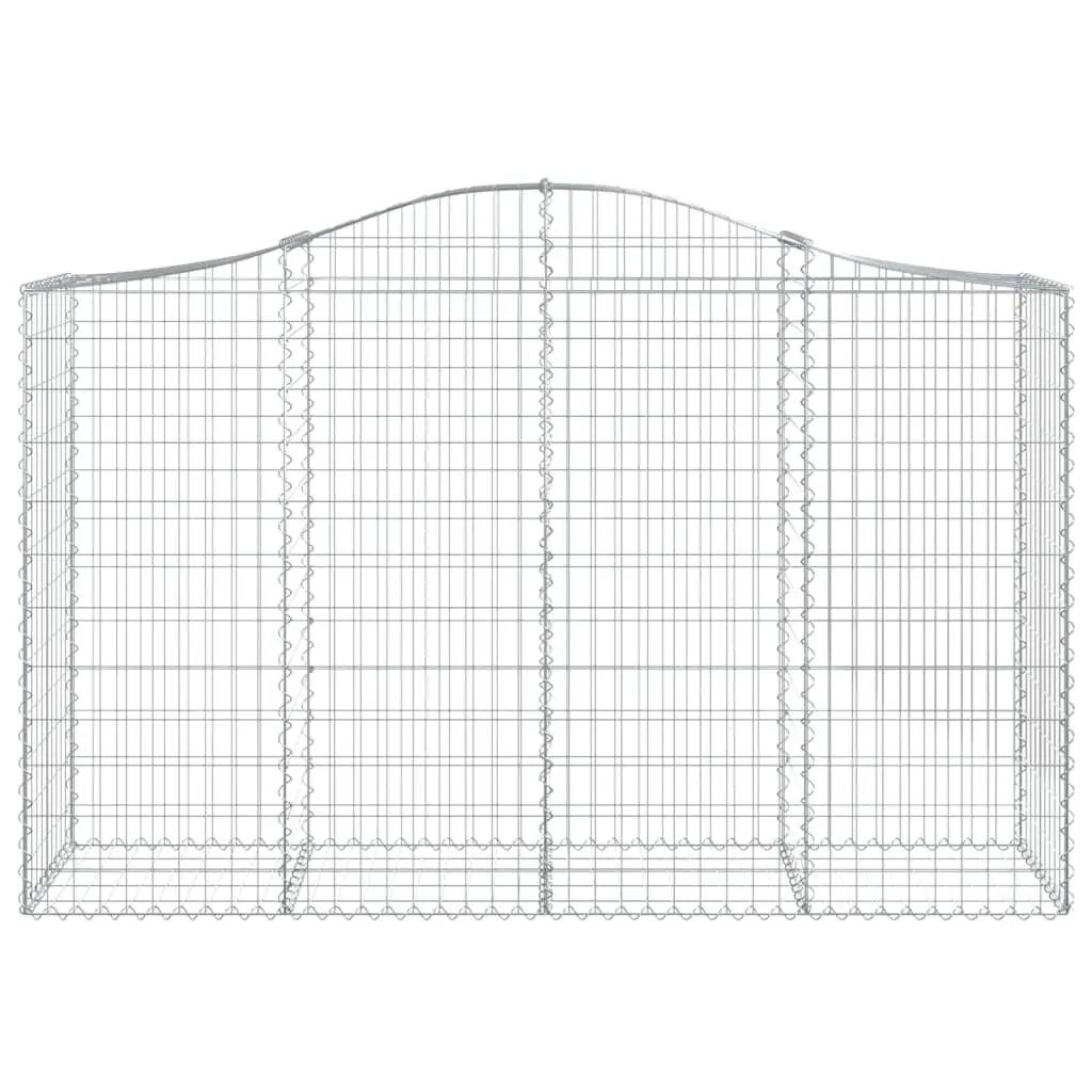 Arched Gabion Basket Garden Barrier Galvanised Iron 200 x 50 x 120/140 cm Silver