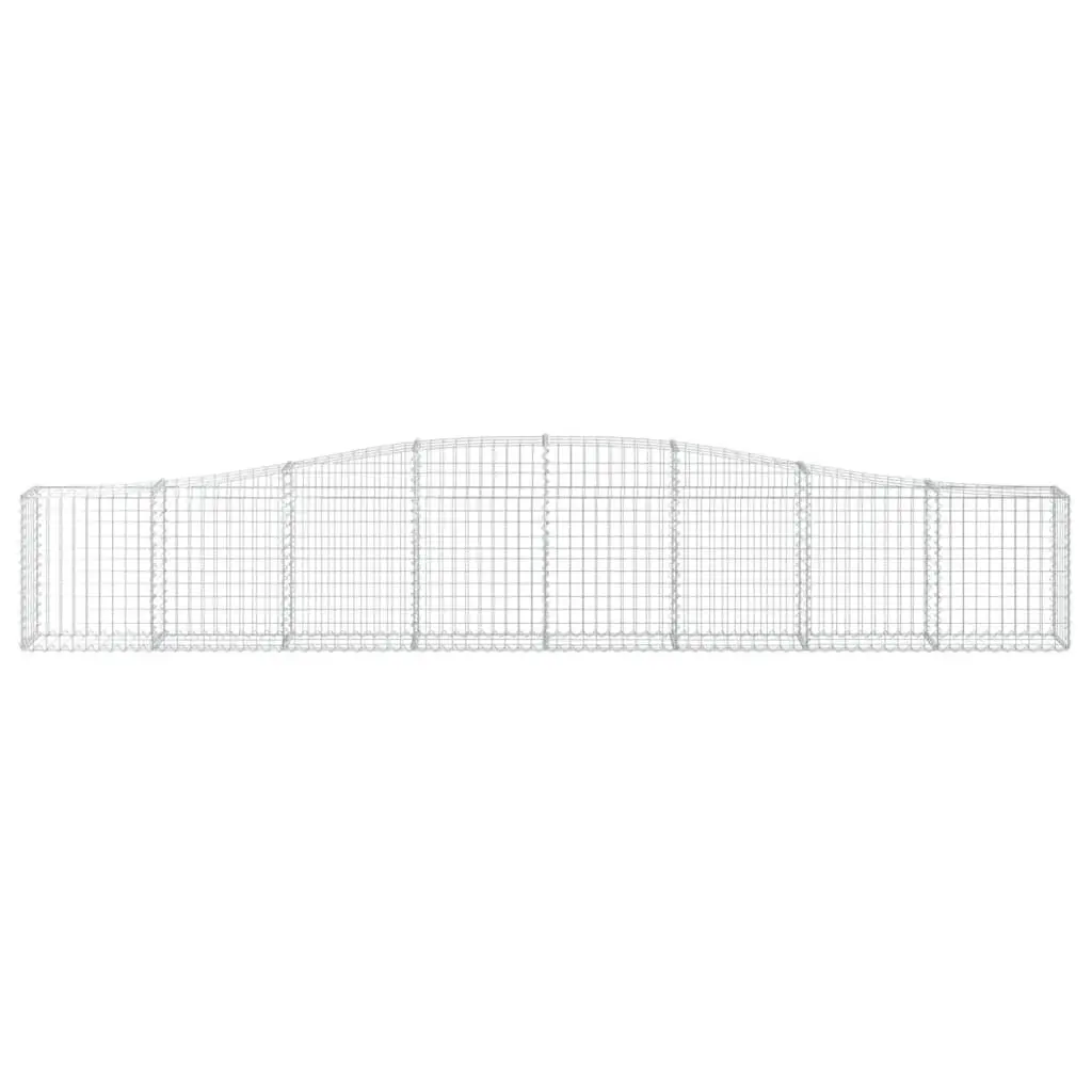 Gabion Basket Garden Barrier Arched Galvanised Iron 400 x 30 x 60/80 cm Silver