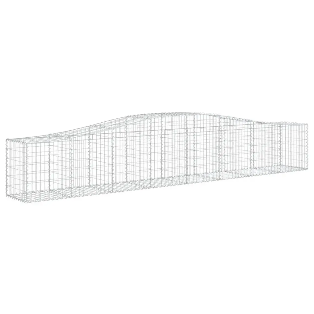 Arched Gabion Basket Garden Barrier Galvanised Iron 400 x 50 x 60/80 cm Silver